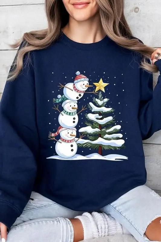 Jackets Color Bear Fleece Sweatshirt Christmas Snowman Graphic Women's Sweater Cute & Cozy