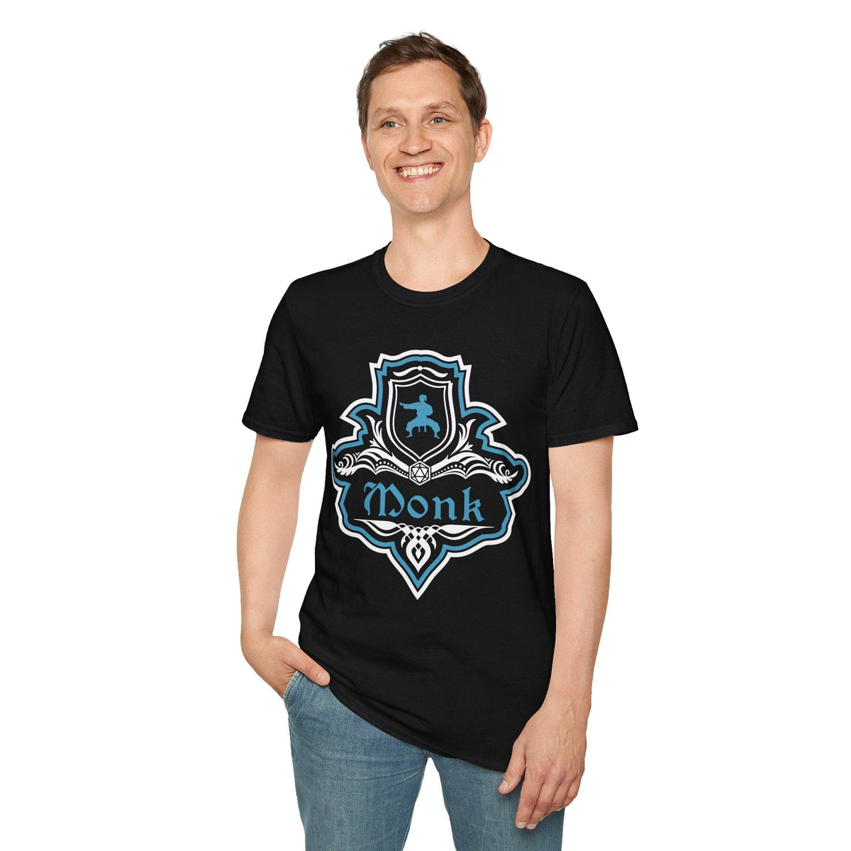 Camiseta con emblema elegante de monje de D&D