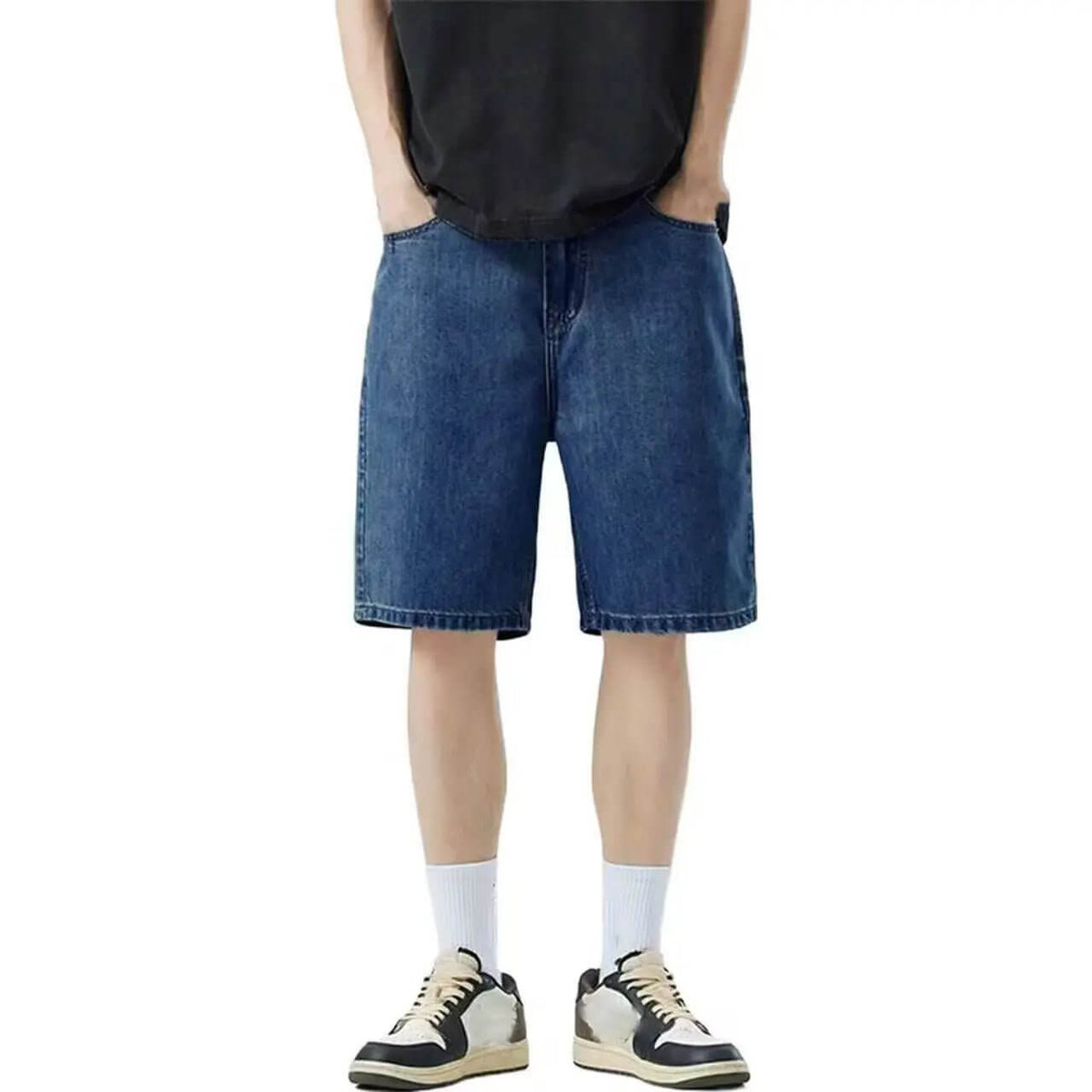 Loose Fit Denim Shorts – Relaxed Five-Quarter Length, Unisex