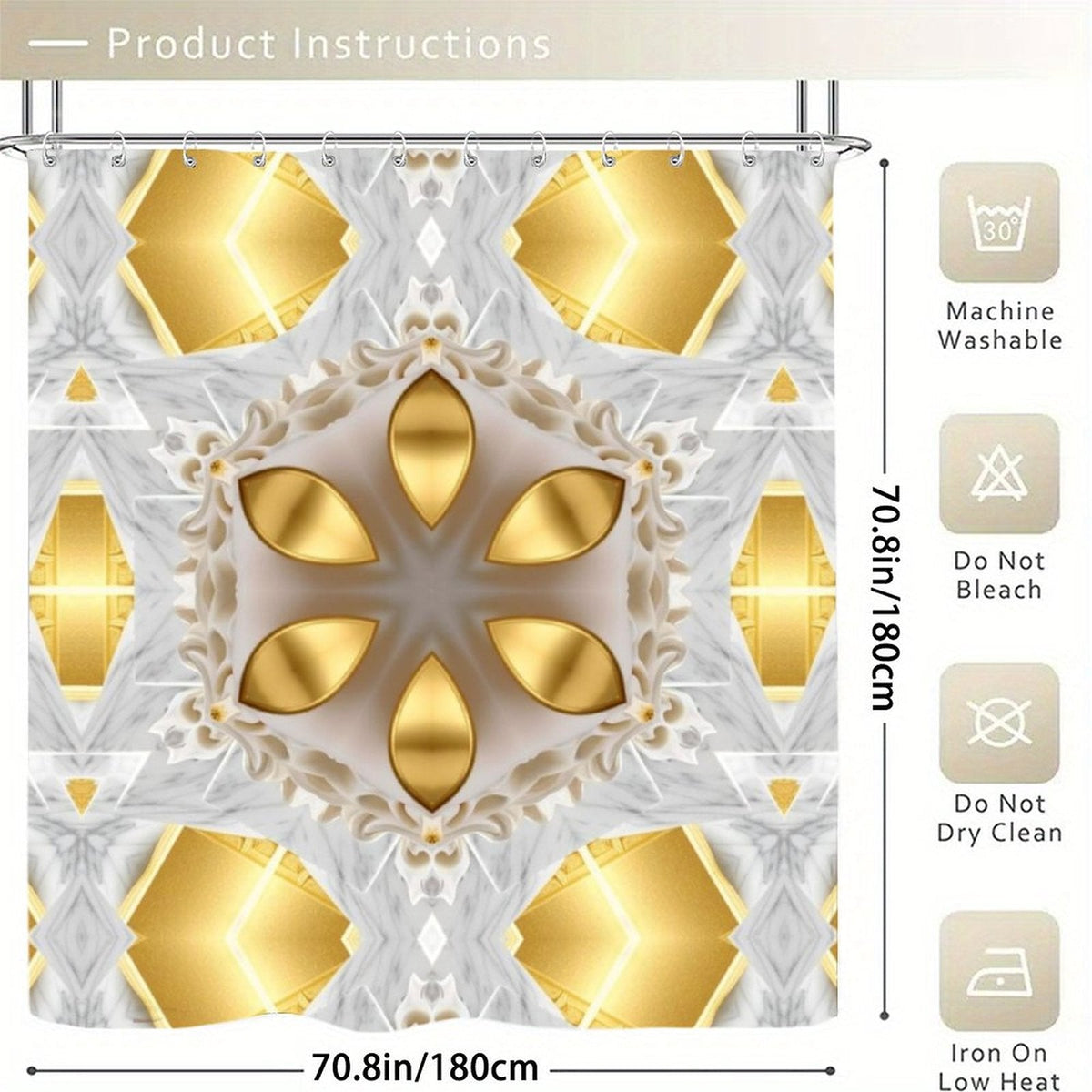 Golden Design Waterproof Polyester Shower Curtain