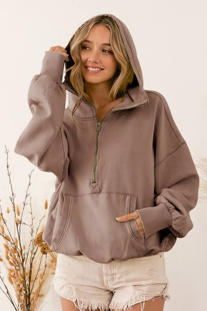 Sudadera polar con media cremallera y dobladillo elástico detallado BiBi Stitch