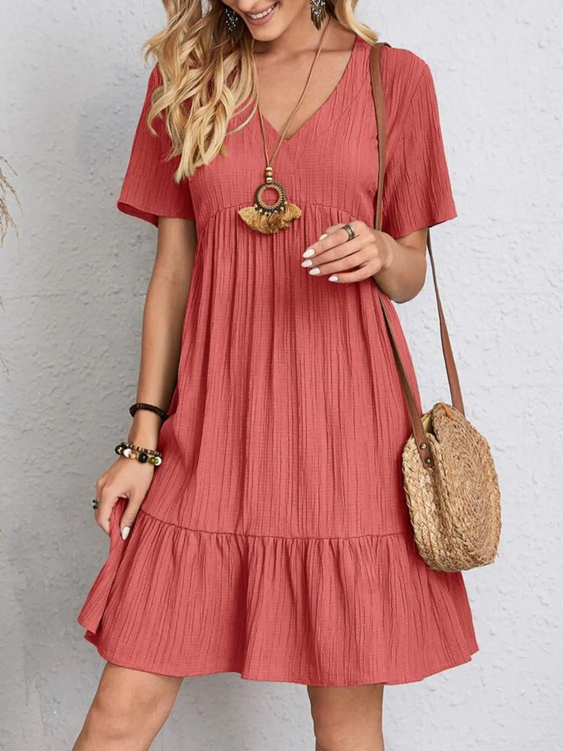 Dresses Trendsi Elegant V-neck dress - 100% polyester