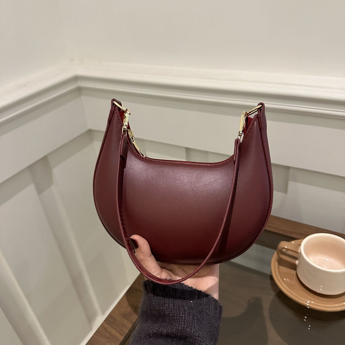 Niche Crescent New Simple All-Match Textured Shoulder Bag For Women