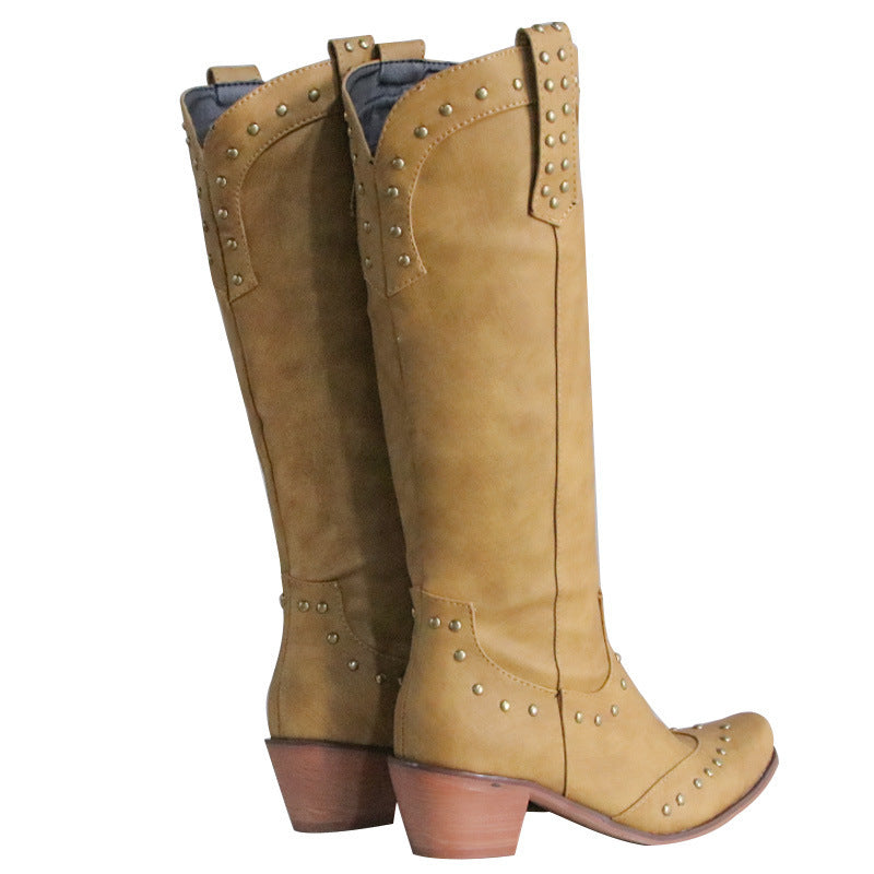 Women's Studded Retro Western Boots