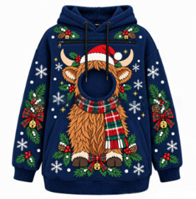 Unisex Christmas Pet Pocket Long Sleeve Sweatshirt