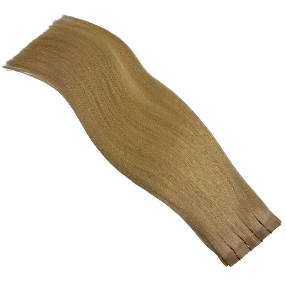 Extensiones de cabello 100% humano rubio natural liso con clip sin costuras