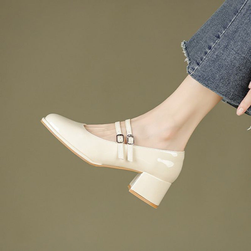 Women's Soft Leather Chunky Heels