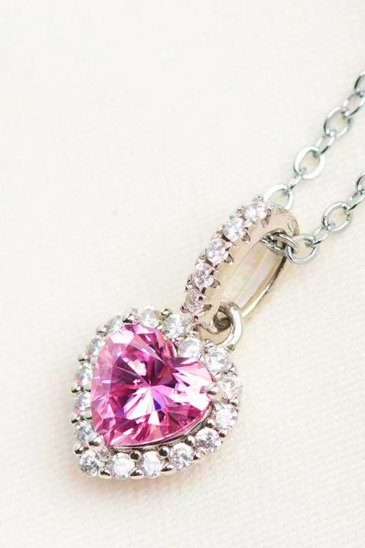 Collar con Colgante de Corazón de Moissanita de 1 Quilate