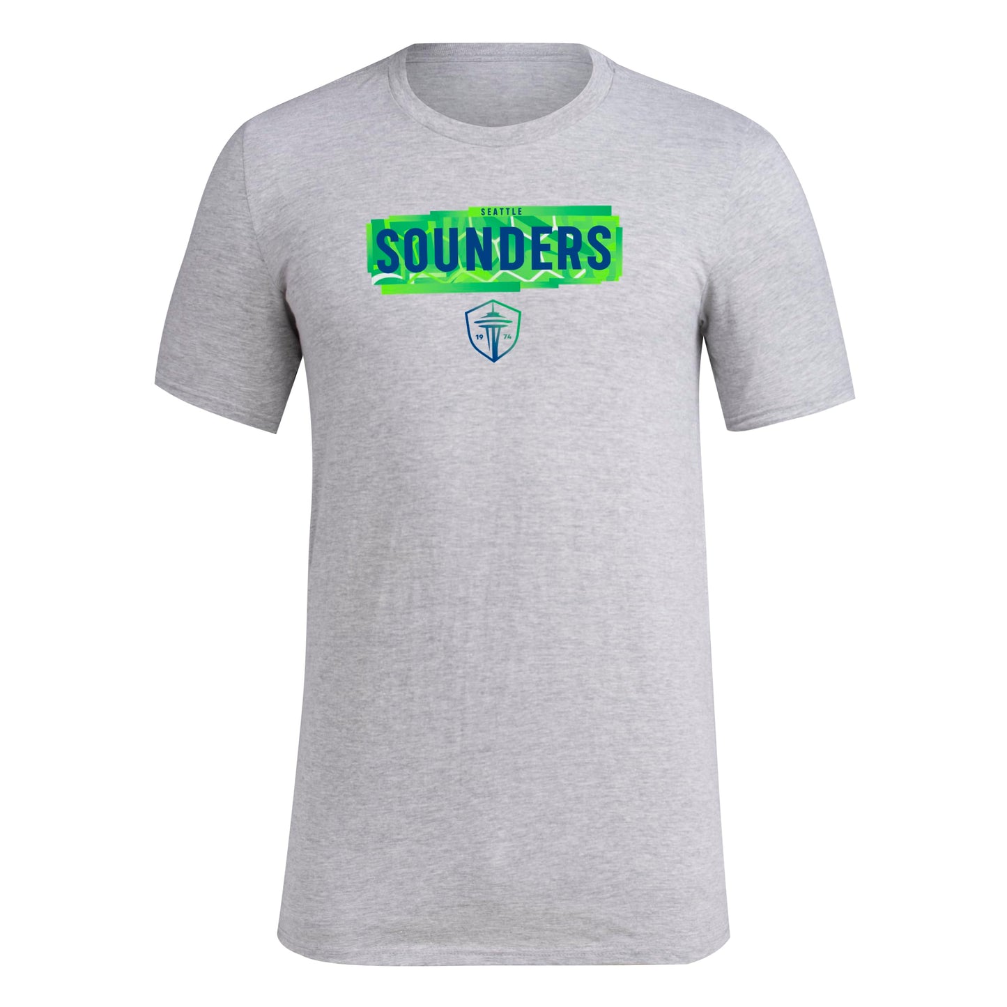 adidas Mens FC Short Sleeve Pre-Game T-Shirt Medium Grey Heather/Seattle Sounders Small