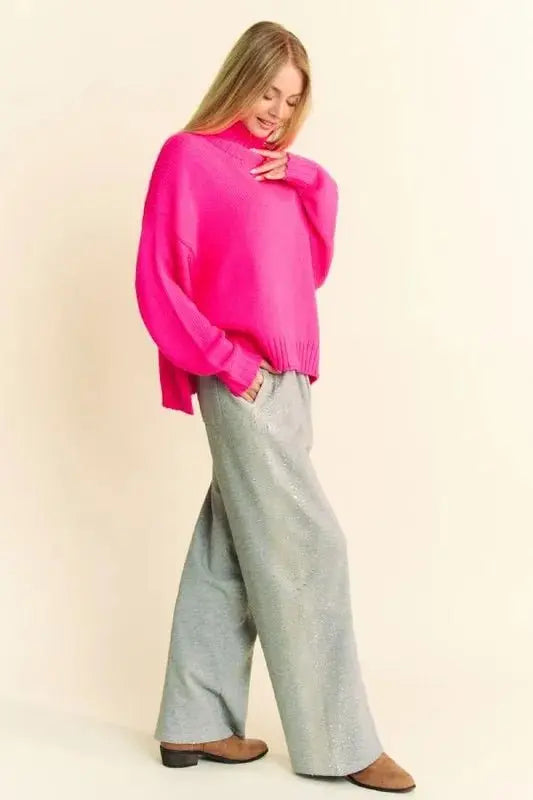 Trendsi Rhinestone Wide Leg Pants Women's Party Glam Elastic Waist Trousers