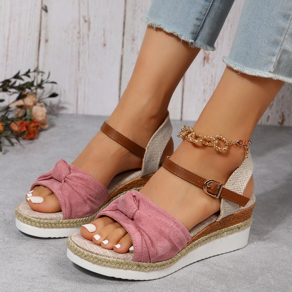 Women's Thick-soled Bow Sandals