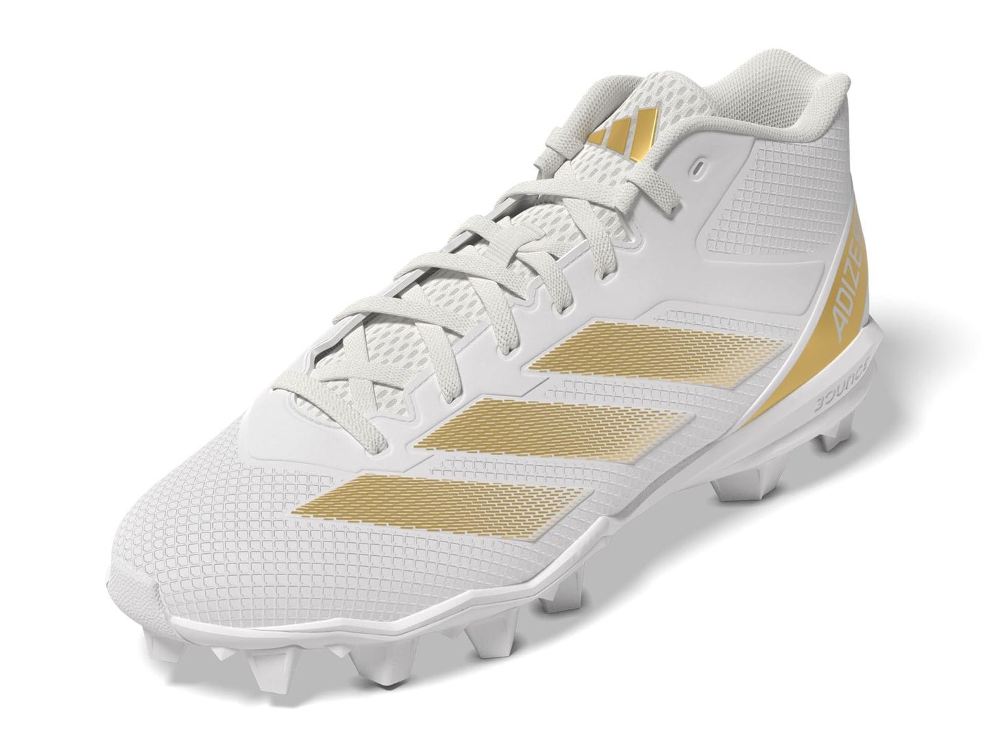 adidas Mens Adizero Impact.2 Molded American Football Sneaker White/Gold Metallic/White 13