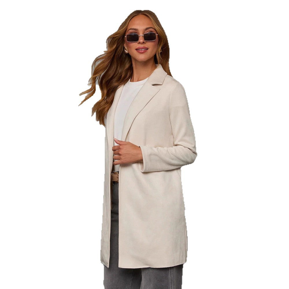 Stylish And Elegant Womens Solid-color Coat With Pockets