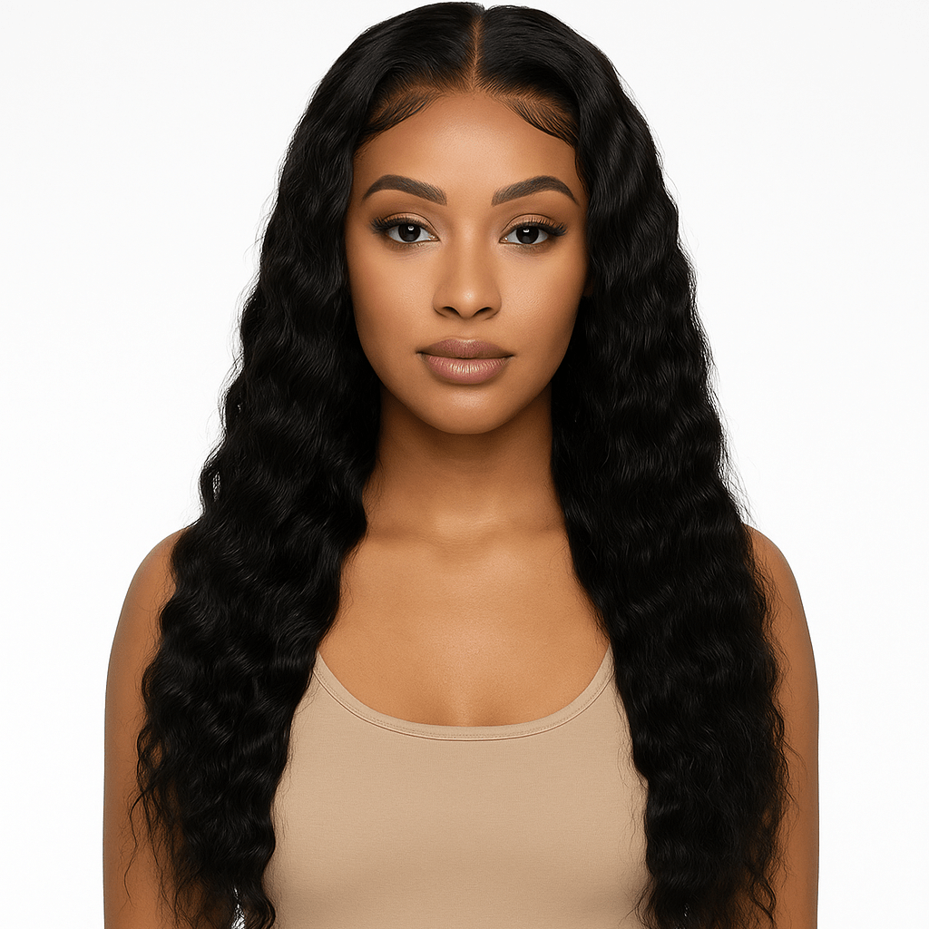 Deep Drip – Peluca frontal de encaje Loose Deep Wave (Negro natural)