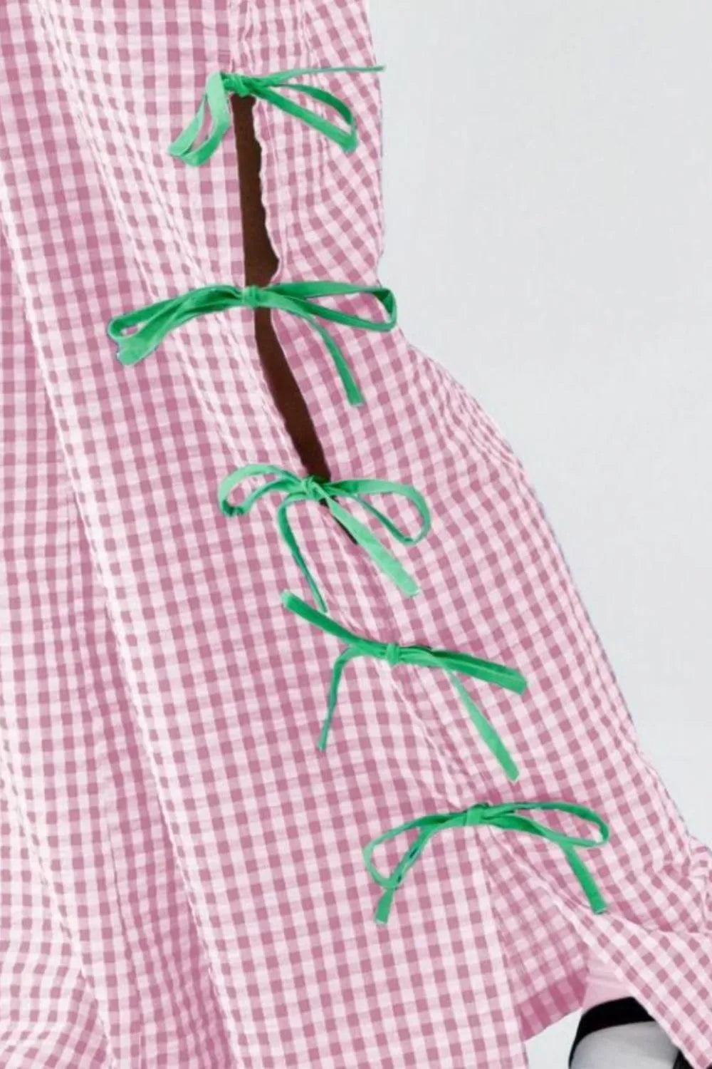 Side Tied Plaid Pants
