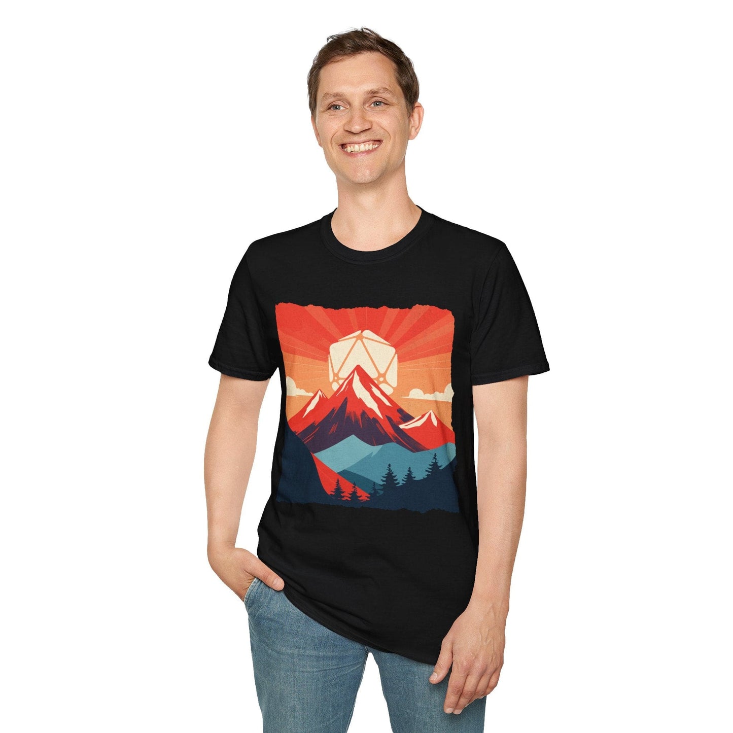 Camiseta D20 de paisaje de Calabozos y Dragones