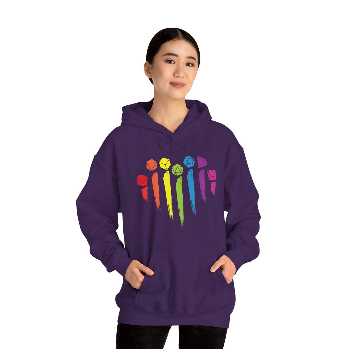 D&D Pride Hoodie with Dice Rainbow