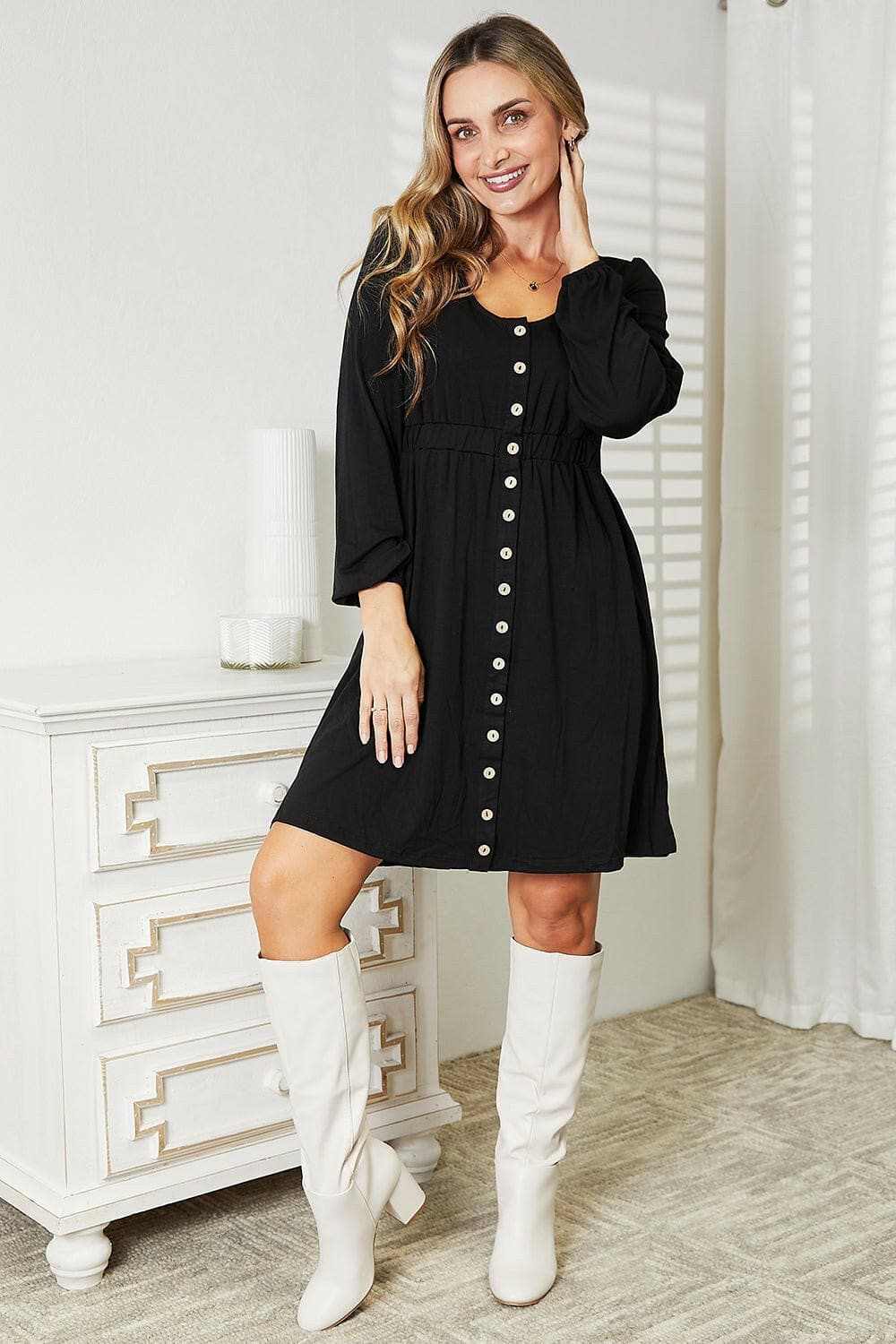 Trendsi Long Sleeve Dress Empire Waist Women's — Elegant Design