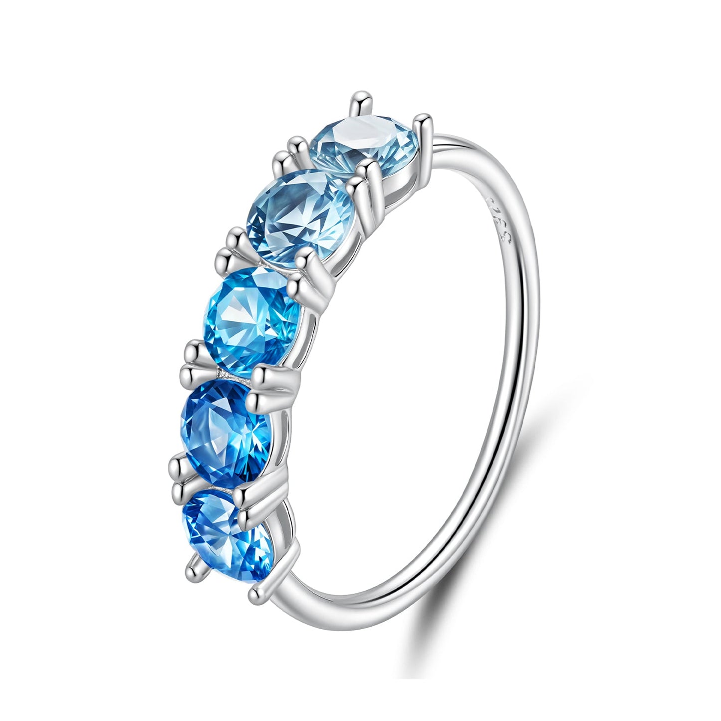 925 Sterling Silver Ring with White Gold Plating for Women, Size 6.0