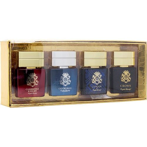 ENGLISH LAUNDRY VARIETY by English Laundry 4 PIECE MENS VARIETY WITH LONDON & CROWN & OXFORD BLUE & CAMBRIDGE KNIGHT AND ALL ARE EDP 0.68 OZ
