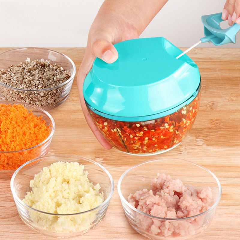 3-in-1 Manual Food Chopper for Vegetable Fruits Nuts Onions Hand Pull Mincer Blender Mixer Food Processor Garlic Crusher Ginger Fruit Puree Meat Puree