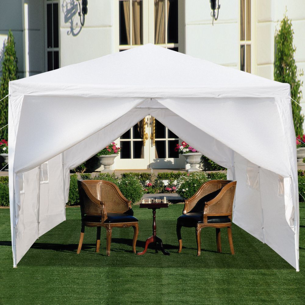 10'x20' Outdoor Party Tent with 6 Removable Sidewalls, Waterproof Canopy Patio Wedding Gazebo, White