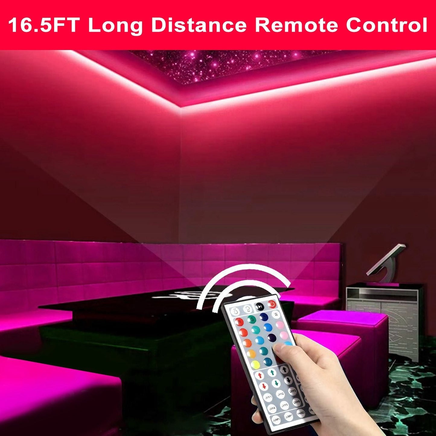 300 LEDs Strip Lights 5M/16.5ft 20 Colors RGB LED Strip IP65 Waterproof w/ Remote