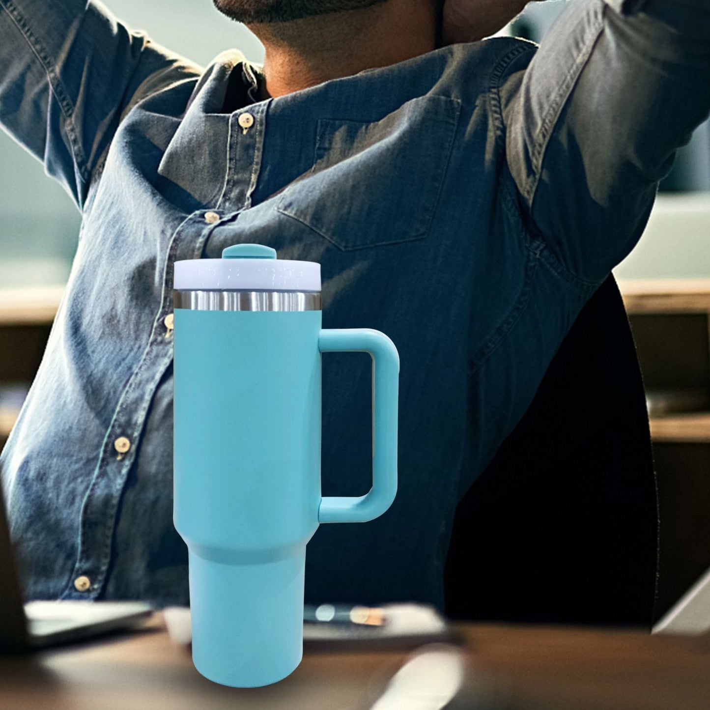 40oz V2 large capacity tumbler, With Handle And Straw Lid, Insulated Reusable Stainless Steel Water Bottles Travel Mug Coffee Cup car cup water cup For Men Women Outdoor Camping Driving, gift