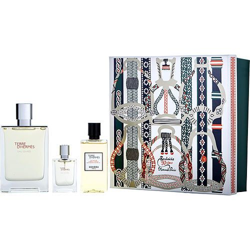 TERRE D'HERMES EAU GIVREE by Hermes EAU DE PARFUM REFILLABLE SPRAY 3.4 OZ & SHOWER GEL 2.7 OZ & EAU DE PARFUM 0.42 OZ MINI