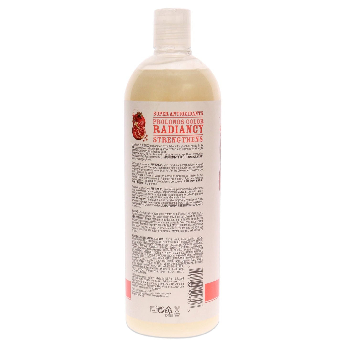Puremix Fresh Pomegranate Color Protecting Shampoo by Rusk for Unisex - 35 oz Shampoo