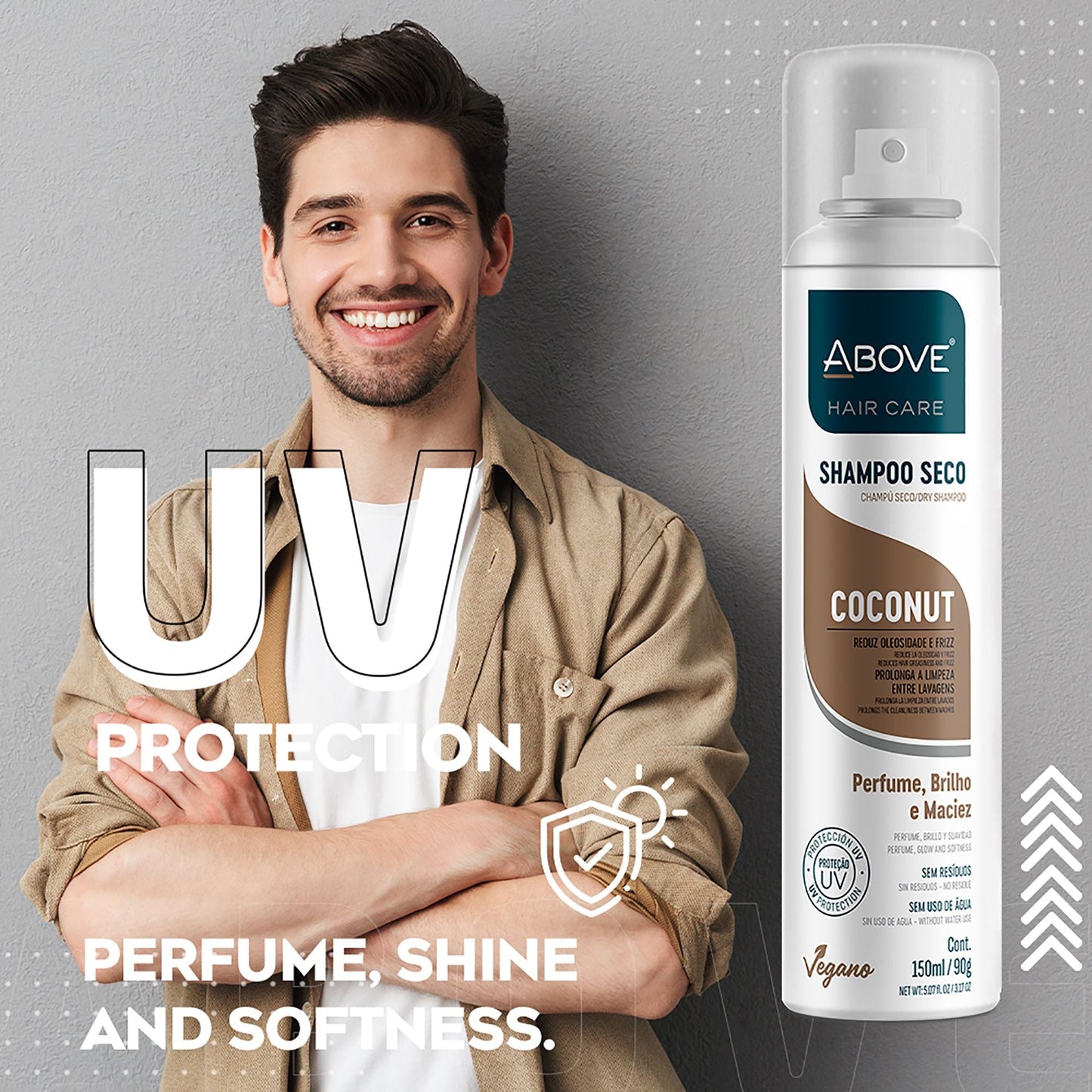 ABOVE Coconut - Dry Shampoo - Absorbs Excess Oil Between Washes - Gives Softness and Shine to Your Strands - Does Not Leave Residue - Prevents Bad Odors with Floral and Vanilla Notes - 3.17 oz