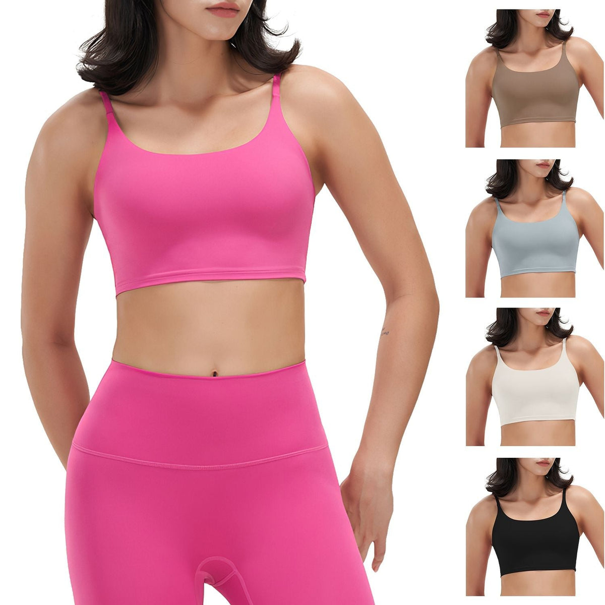 1Pc/3Pcs Women Strap Sport Bras Padded Strappy Crop Square Neck Low Impact Bras Sexy Fitness Tank Tops