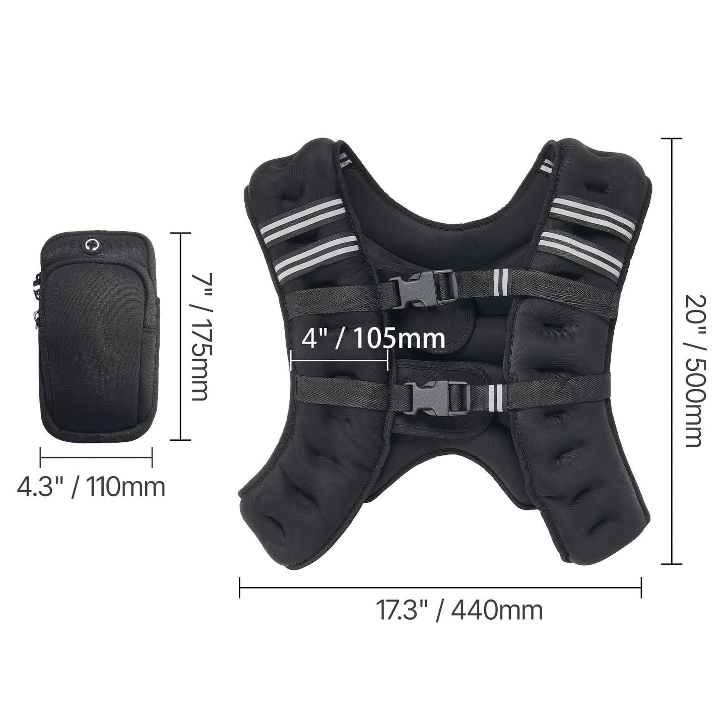 Weighted Vest, 30 lbs Weight Vest with Reflective Stripe, Adjustable Buckle Body Weight Vest for Men Women, Workout Equipment for Strength Training, Running, Jogging, Fitness, and Weight Loss