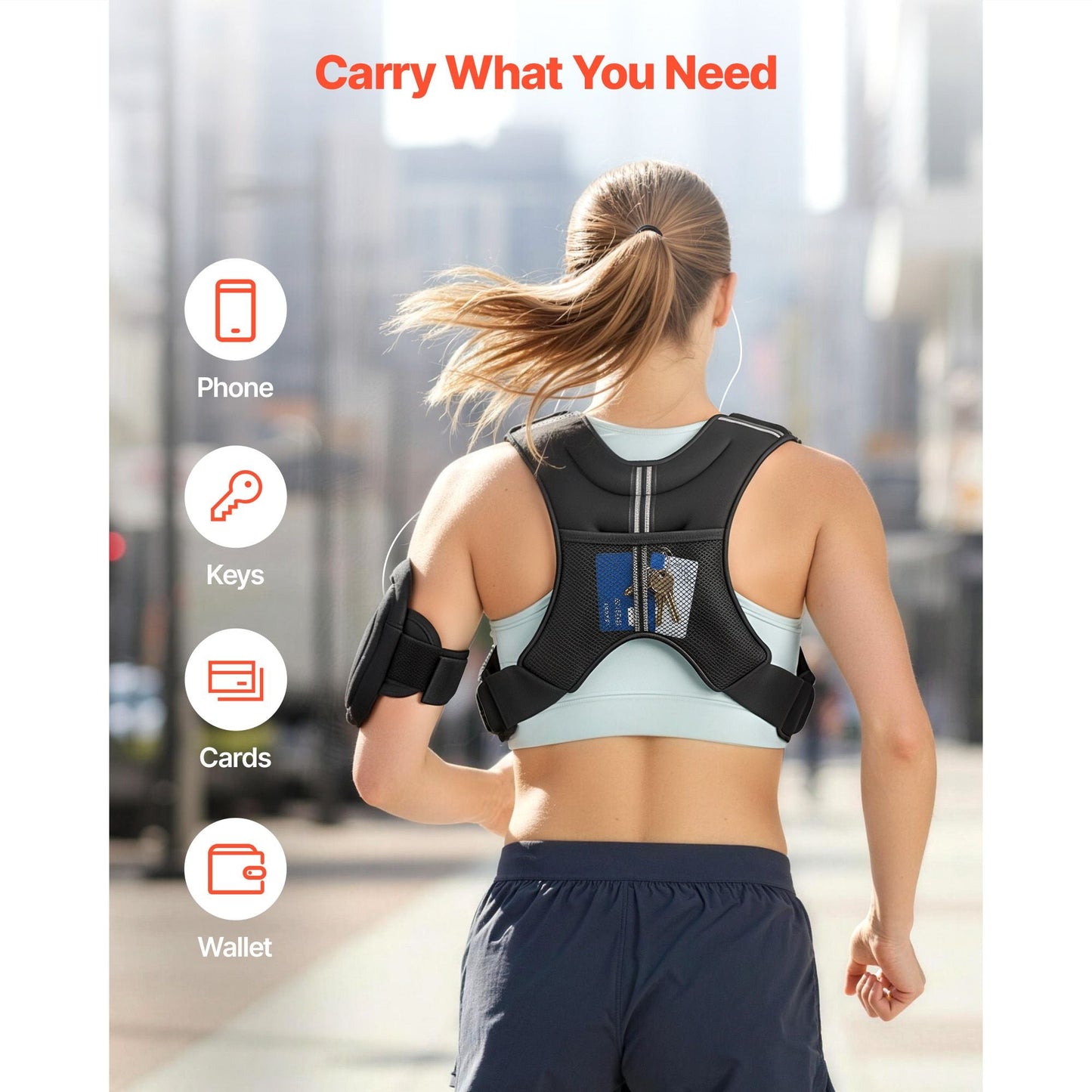 Weighted Vest, 6 lbs Body Weight Vest for Men Women, with Reflective Stripe, Adjustable Buckle, Workout Equipment for Strength Training, Running, Jogging, Fitness, Muscle Building, Weight Loss