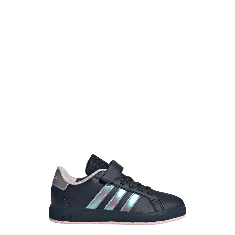 adidas Grand Court 2.0 Shoes (Little Kid) Sneaker Aurora Ink/Iridescent/Clear Pink 2.5 US Unisex Big