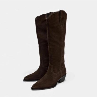 Minimalist Suede High-top Riding Boots