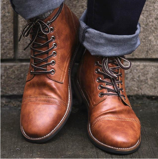 Front Lace Round-Toe Boots