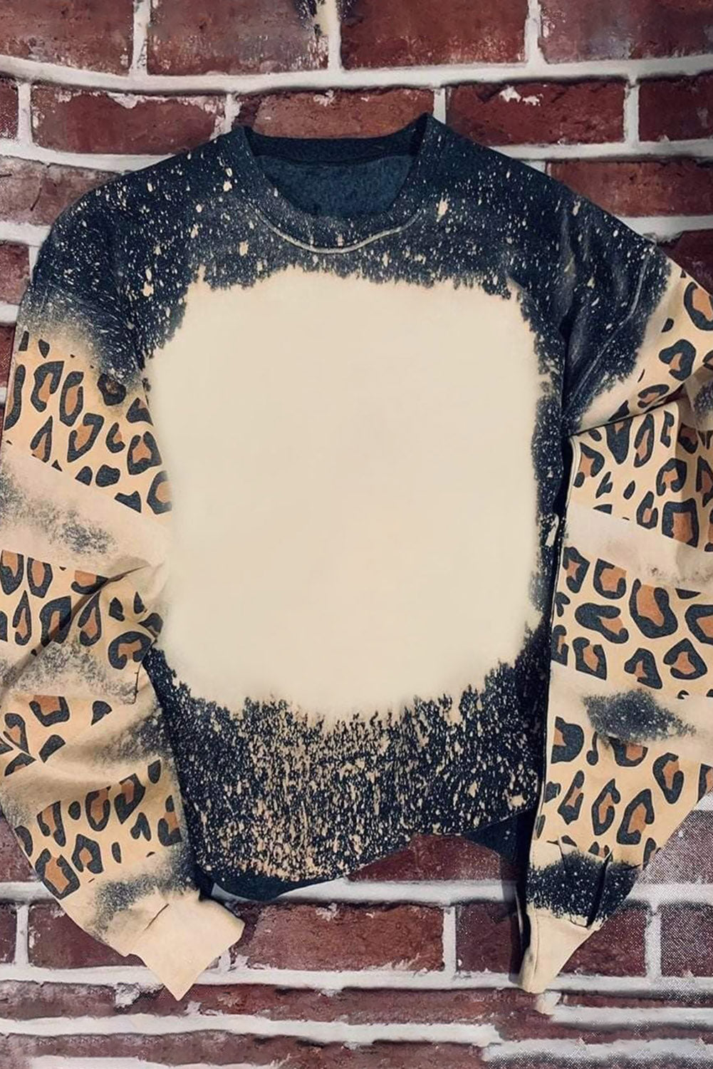 Sudadera con cuello caído, estampado de leopardo y teñido anudado negra