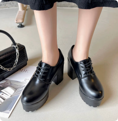 Women's Platform Lace-Up Block Platforms Heels
