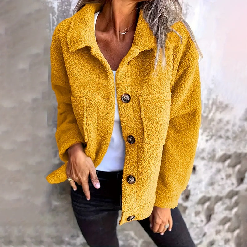 Chaqueta Sherpa para mujer de talla grande en color liso