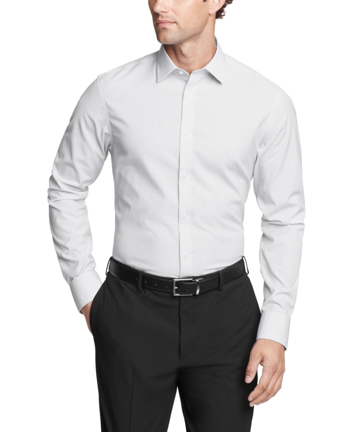 Calvin Klein Sz S Refined Cotton Stretch Slim Fit Wrinkle Resistant Dress Shirt