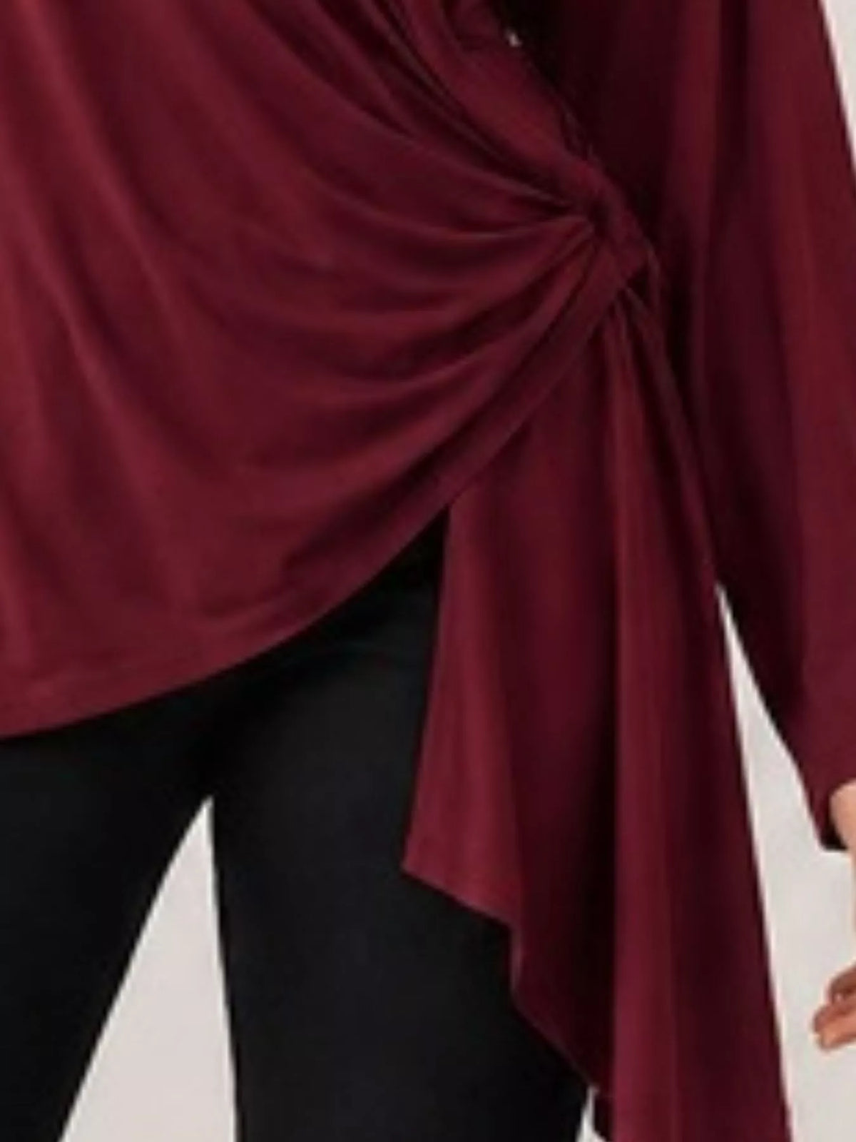 Long Sleeve Wrap T-Shirt with Side Knot Detail