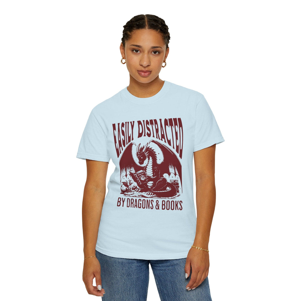 Easily Distracted by Books & Dragons Shirt - Comfort Colors