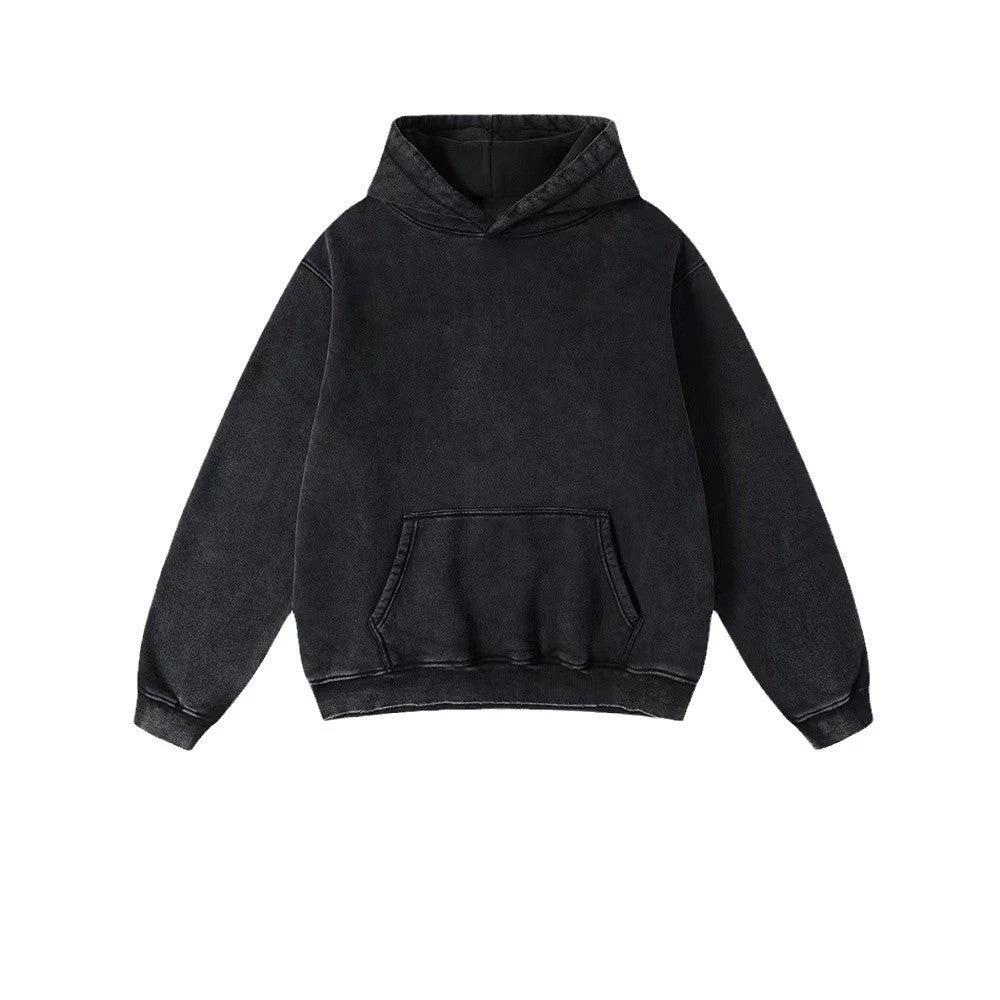 Men's Heavy Fleece-lined Thickened Retro Washed Sweater
