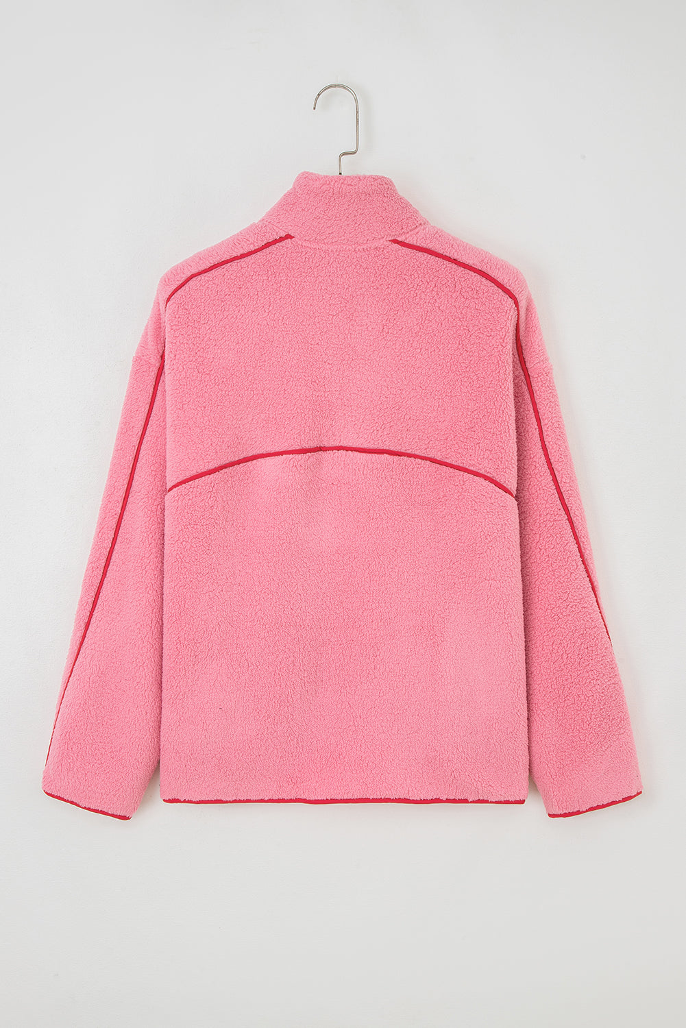 Sudadera rosa fresa de manga larga con bolsillo canguro
