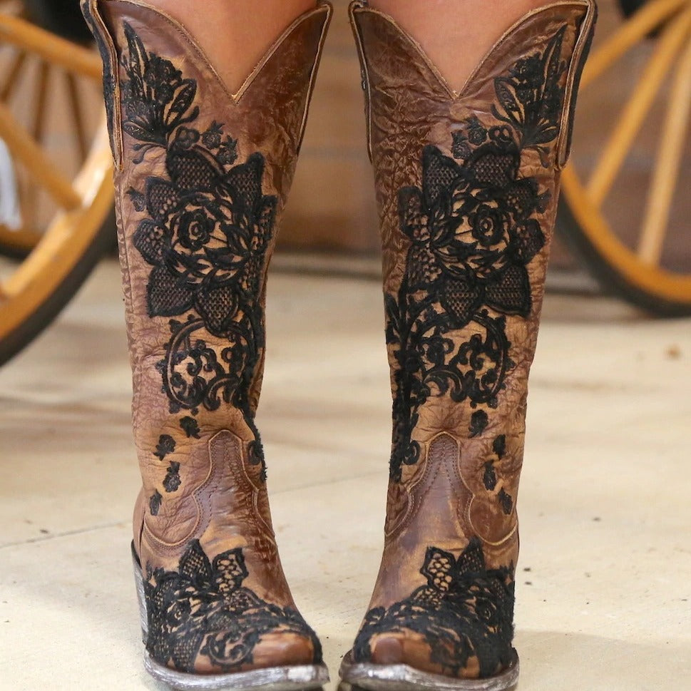 Womens Mid-Calf Boots With Embroidery Ethnic Style And A Comfortable Mid-Heel See size chart under “more details”