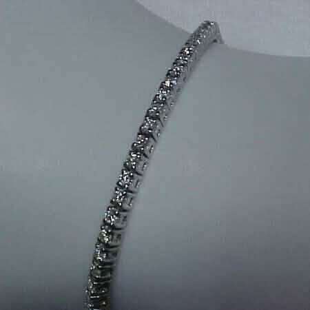 Estate 2.10CTW Natural Diamond Tennis Bracelet 14K White Gold 7"