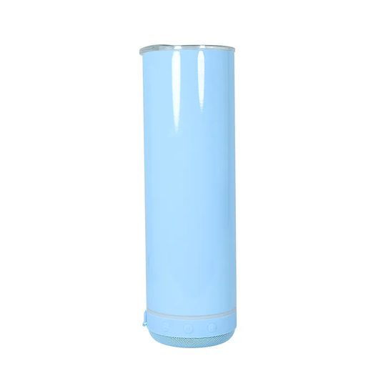 Vasos sublimables de 20 oz con altavoz Bluetooth de macarrones, vasos sublimables rectos y delgados de acero inoxidable de doble pared