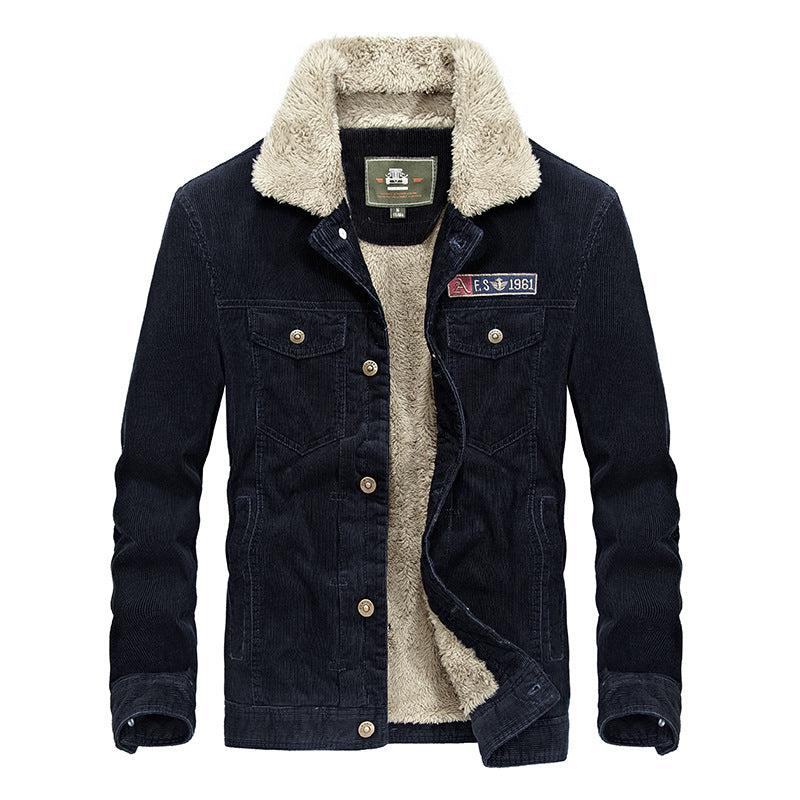 Men's Corduroy Jacket with Fleece Lining (Plus Size)