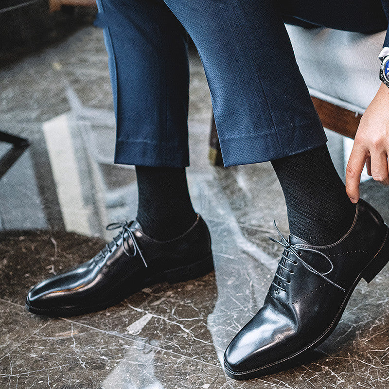 Summer Men's Cowhide Hand-polished Brock Carved Men's Shoes Business Suits Oxford Shoes